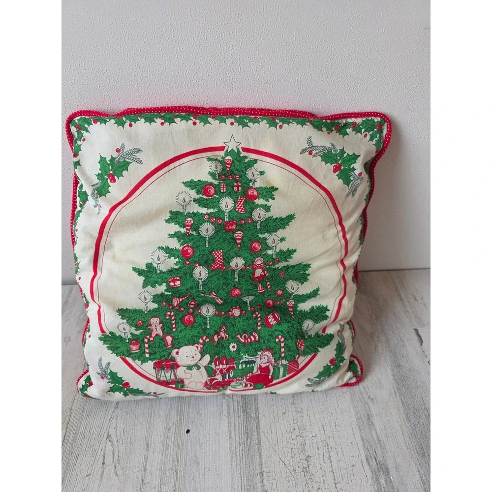 Vintage tree pillow mini Xmas decor knit